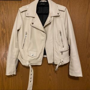 Zara Basics Cream Leather Jacket